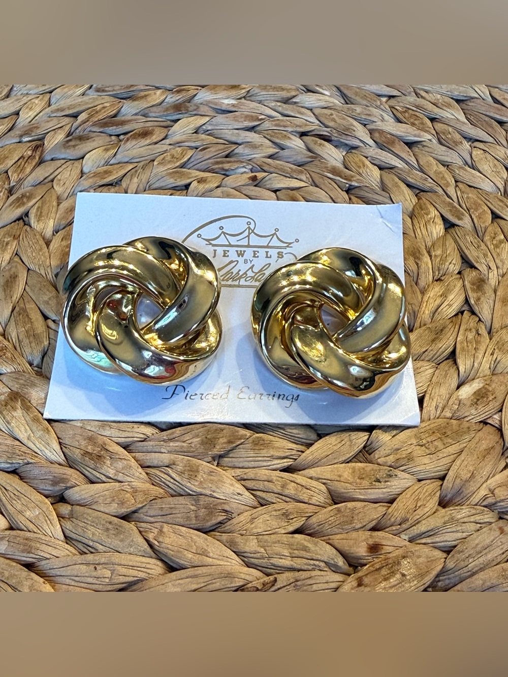 Vintage 90s Park Lane gold tone knotted Oversized Studded earrings